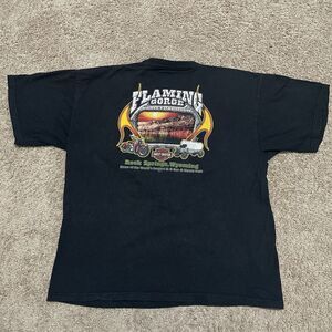 VTG Harley Davidson Shirt Womens 2X Black Double Sided Rock Springs Wyoming